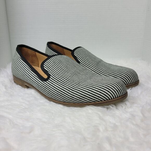 Duke + dexter Men's Slip On Size 9 Striped White Black Loafer Shoes - Picture 1 of 11